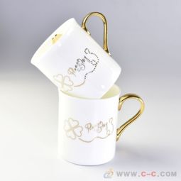 骨质瓷金把杯子 陶瓷马克杯水杯广告促销礼品茶杯定制