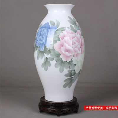 千红窑 醴陵釉下五彩 牡丹大口梅瓶 高45cm 高档礼品瓷 家居摆件 【图片 价格 品牌 报价】